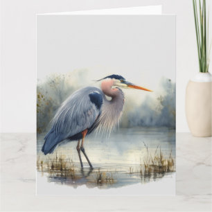 Carte Aquarelle Great Blue Heron Bird Nature