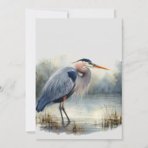 Carte Aquarelle Great Blue Heron Bird Nature