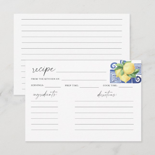 Carte Aquarelle gris citron citron douche nuptiale (Devant / Derrière)