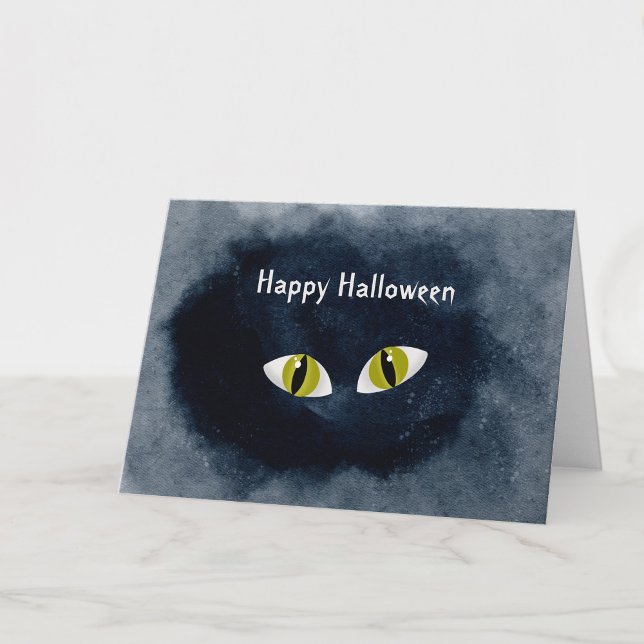 Carte Aquarelle Halloween Black Cat Eyes (Créateur téléchargé)