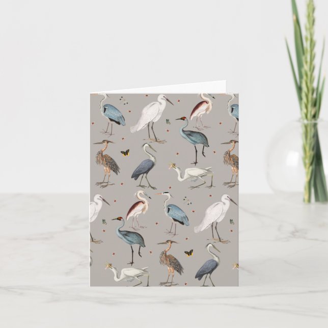 Carte Aquarelle Heron Bird Egret Nature Motif (Devant)