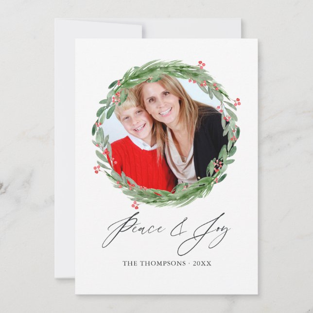 Carte Aquarelle Holly Jolly Photo de Noël (Devant)