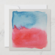 Carte Aquarelle Horizons Bleu Rouge personnalisabl