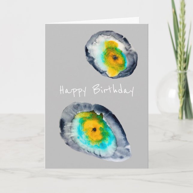 Carte aquarelle huîtres abstraites (Devant)