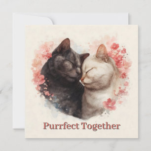 Carte Aquarelle Illustration de deux chats étourdissant