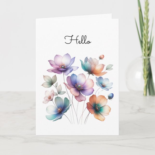 Carte Aquarelle Illustration du joli bouquet de fleurs (Devant)
