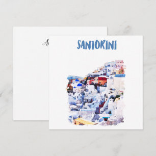 Carte Aquarelle illustrée de Santorin Grèce