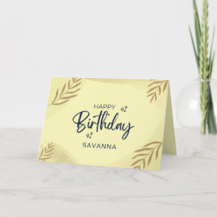 Carte Aquarelle Jaune Chic Joyeux Anniversaire Nom perso