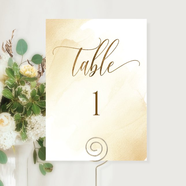 Carte Aquarelle jaune doré, Numéro de tableau moderne (Créateur téléchargé)