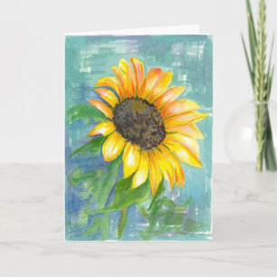 Carte Aquarelle jaune lumineuse de tournesol de joyeux
