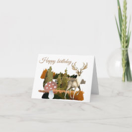 Carte Aquarelle joli cerf anniversaire de la forêt