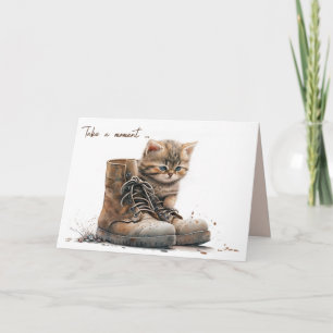 Carte Aquarelle Kitten Avec Vielle Chaussure