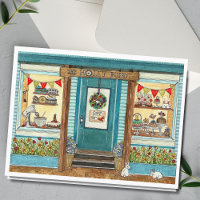 Carte aquarelle Lapins de Pâques et boutique de gâ