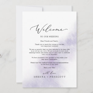 Carte Aquarelle Laver violet Bienvenue Lettre & Itinérai
