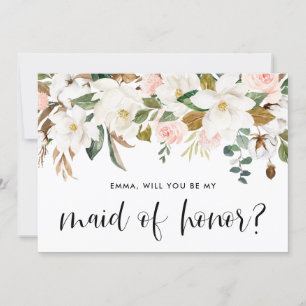 Carte Aquarelle Magnolia Coton Garland Maid of Honor