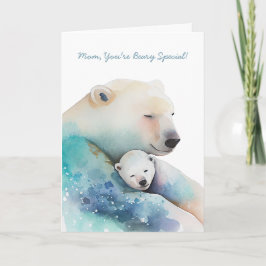 Carte Aquarelle Maman Ours Polaire Fête des mères