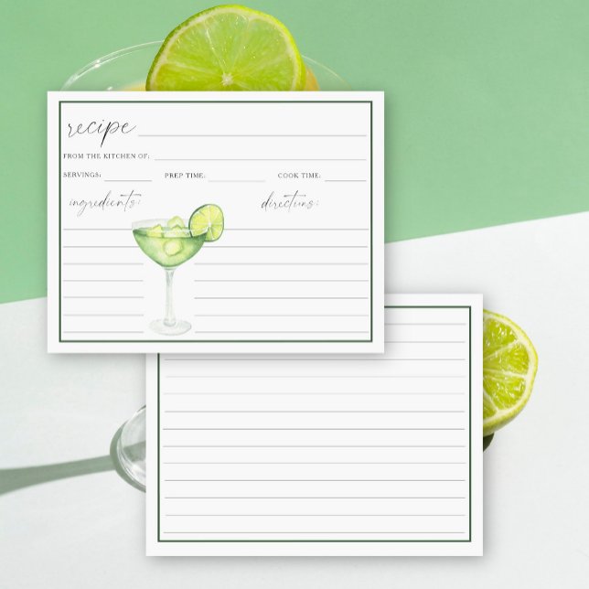 Carte Aquarelle Margarita Cocktail recette nuptiale (Créateur téléchargé)