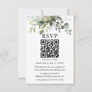 Carte Aquarelle Mariage de verdure QR RSVP