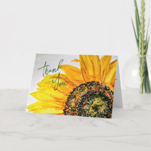 Carte Aquarelle Merci de tournesol floral