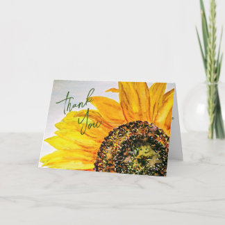 Carte Aquarelle Merci de tournesol floral