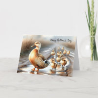 Aquarelle Mère Canard pour la fête des mères