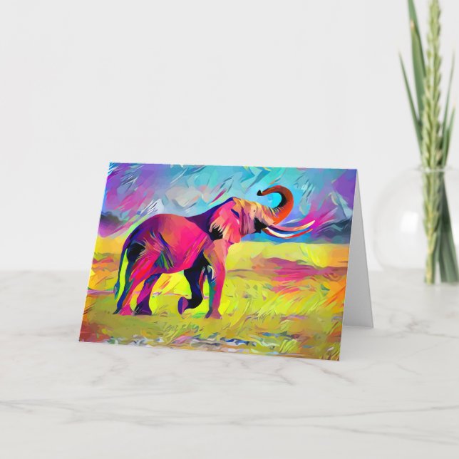 Carte Aquarelle mère éléphant (Devant)