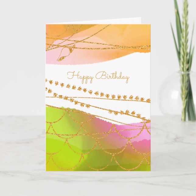 Carte Aquarelle Mermaid Joyeux Anniversaire Fun (Devant)