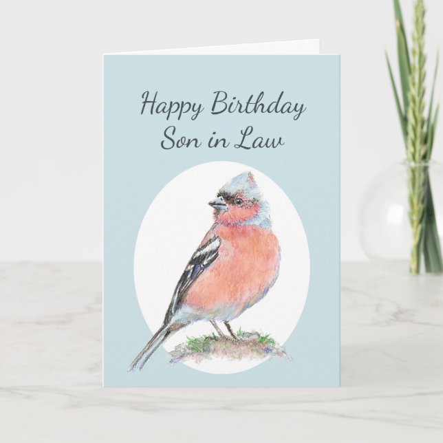 Carte Aquarelle mignonne Chaffinch Fils d'anniversaire e (Devant)