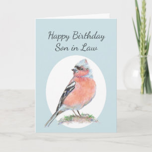 Carte Aquarelle mignonne Chaffinch Fils d'anniversaire e