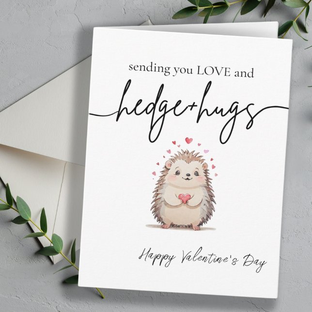 Carte Aquarelle mignonne et simple Hérisson Saint-Valent (Cute & Simple Watercolor Hedgehog Valentine's Day Card)