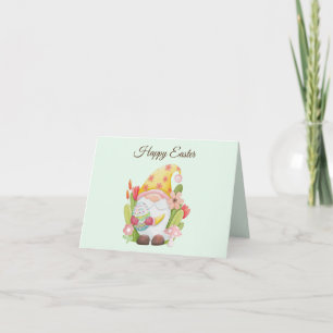 Carte Aquarelle mignonne Gnome de Pâques