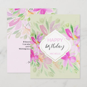 Carte Aquarelle moderne Boho Lilac Floral