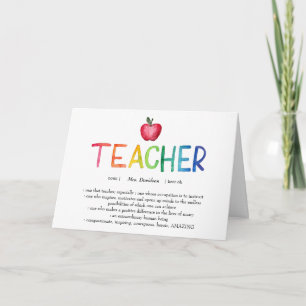 Carte Aquarelle moderne Rainbow Teacher Merci  