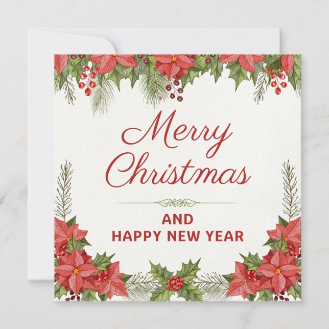 Carte Aquarelle Noël et Bonne Année (Devant)