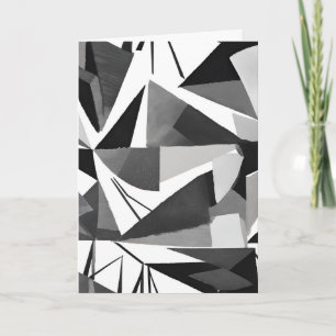 Carte Aquarelle noir et blanc géométrique moderne abstra