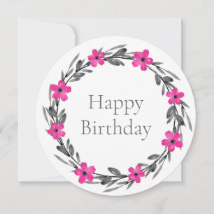 Carte Aquarelle noire gris rose chaud