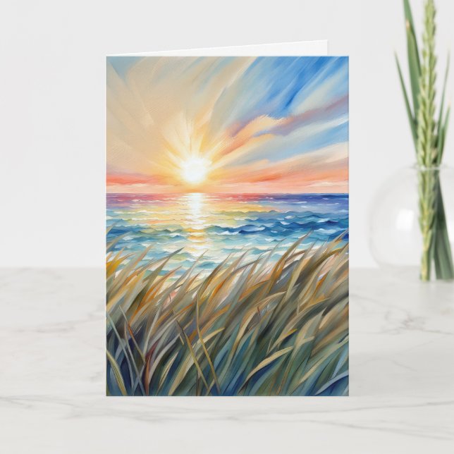 Carte Aquarelle Ocean Sunrise Sympathie (Devant)