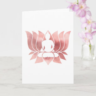 Carte Aquarelle or rose Texture Bouddha Méditation Zen