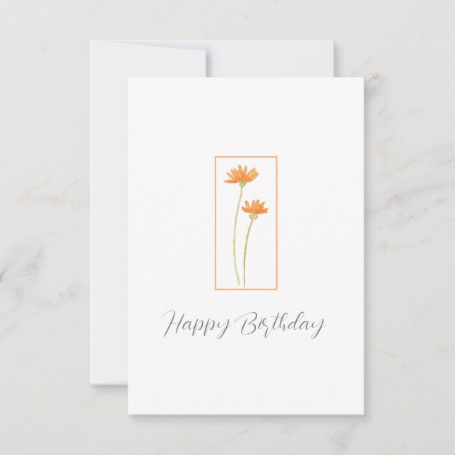 Carte Aquarelle orange marguerites (Devant)