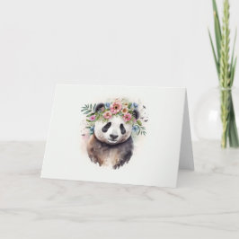 Carte Aquarelle Panda Flowers