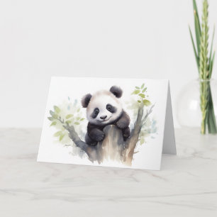 Carte Aquarelle Panda Ours Anniversaire