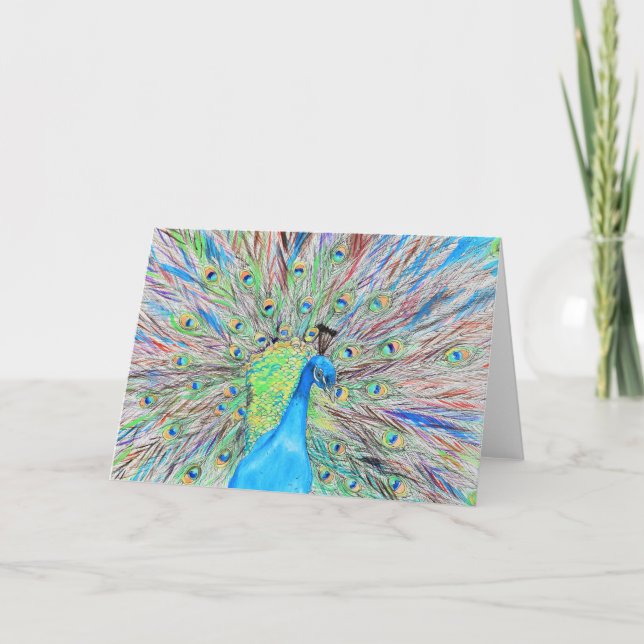 Carte Aquarelle Peacock peinture (Devant)