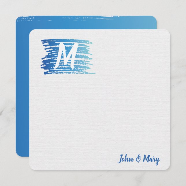 Carte Aquarelle Peinture avec Monogramme (Devant / Derrière)