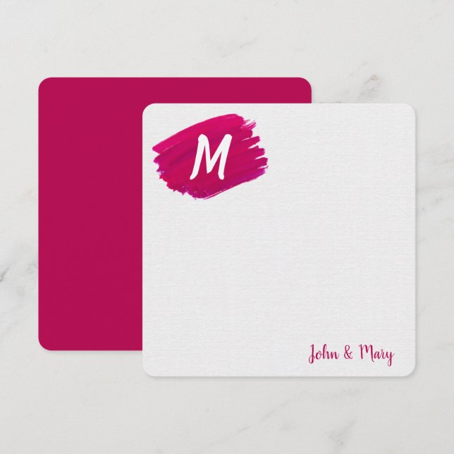 Carte Aquarelle Peinture avec Monogramme (Devant / Derrière)