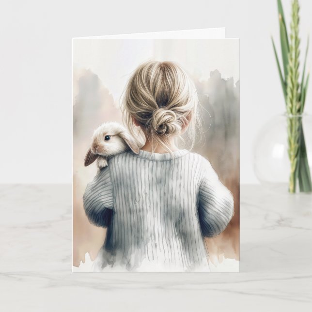 Carte Aquarelle Perte de Lapin de Compagnie (Devant)