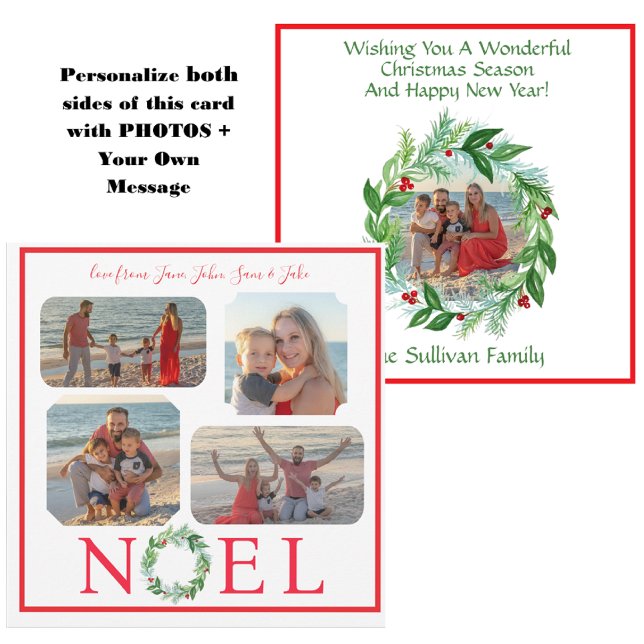 Carte Aquarelle PHOTOS Noël Vacances Wreath NOEL (Créateur téléchargé)