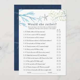 Carte Aquarelle Plage d'algues Jeu nuptial à thème