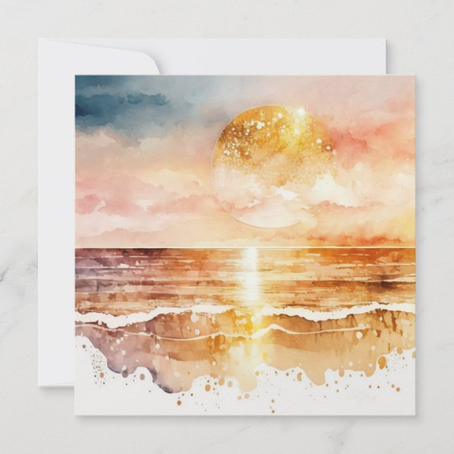 Carte Aquarelle Plage Design 1 (Devant)