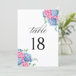 Carte Aquarelle rose et bleu Hydrangea Numéro de tableau