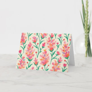 Carte Aquarelle rose et verte florale Vide Salutation
